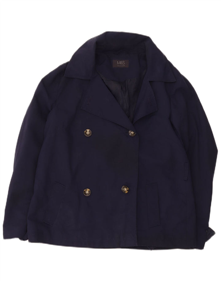 Trench corto da donna Marks & Spencer UK 14 grande poliestere blu navy