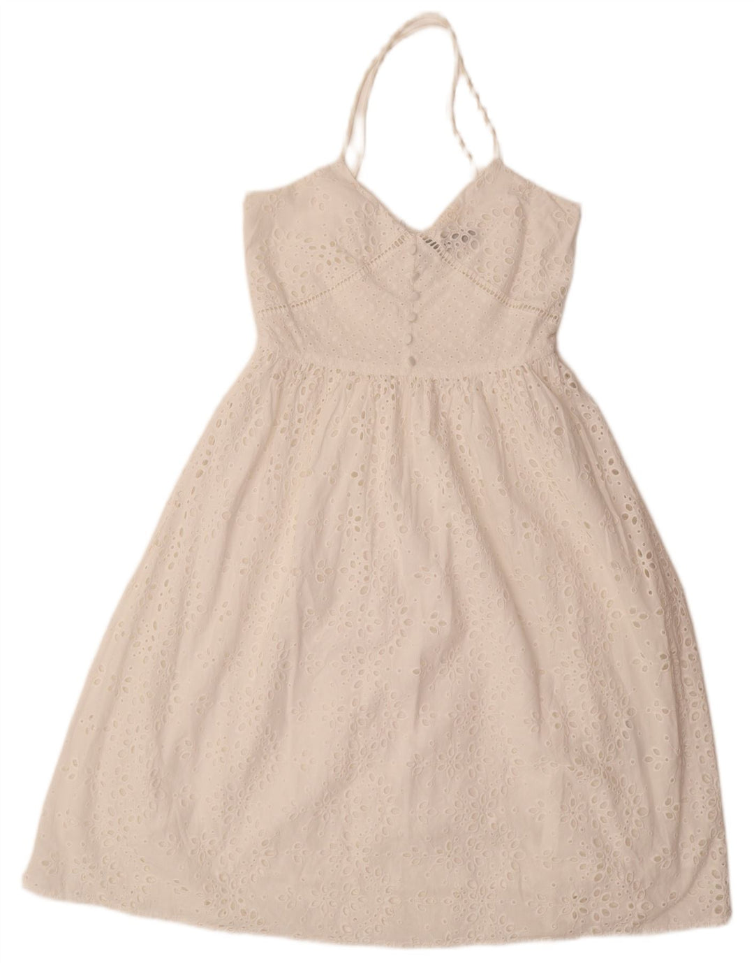 ZARA Prendisole Donna UK 6 XS Bianco Cotone