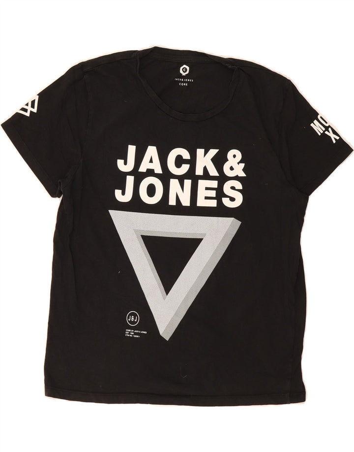 JACK & JONES Mens Graphic T-Shirt Top Medium Black Cotton Vintage Jack & Jones and Second-Hand Jack & Jones from Messina Hembry 