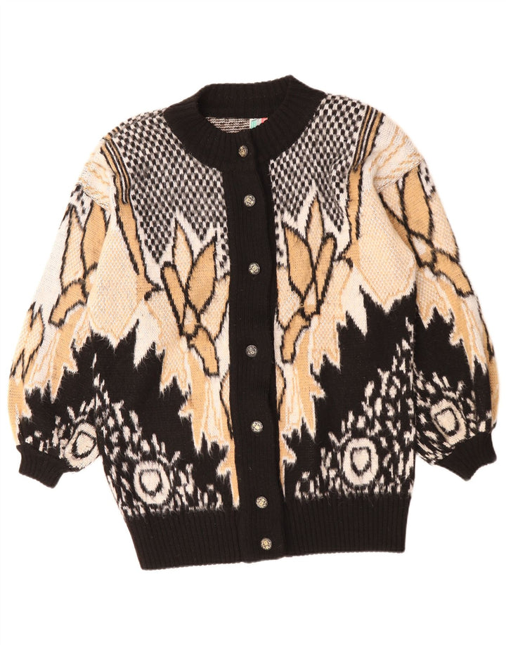 Maglione cardigan da donna vintage UK 20 2XL floreale multicolore