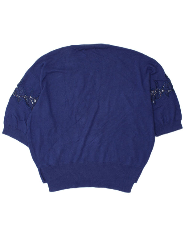 MASSIMO DUTTI Maglione maglione girocollo oversize da donna UK 14 Blu medio