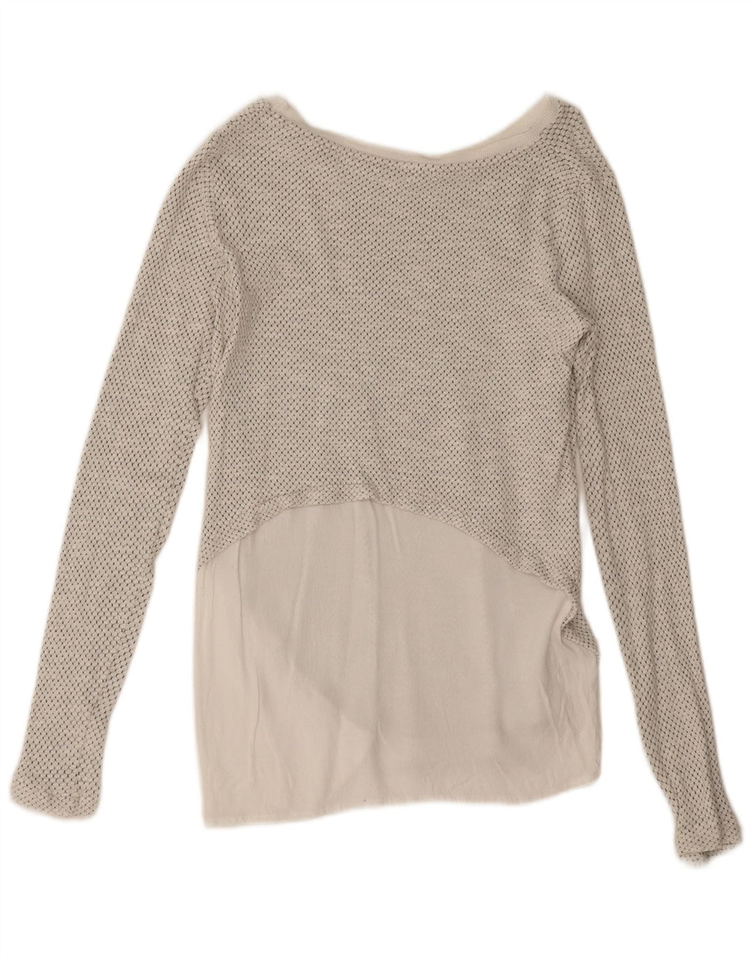 Top Zara da donna oversize a maniche lunghe UK 10 piccolo bianco maculato