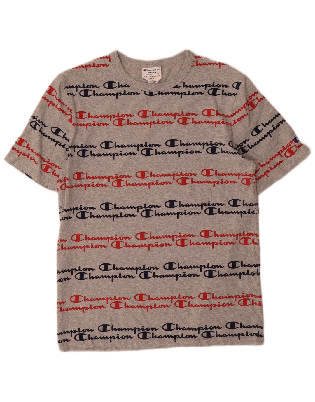 T-shirt con grafica Champion Heritage da uomo in cotone grigio medio