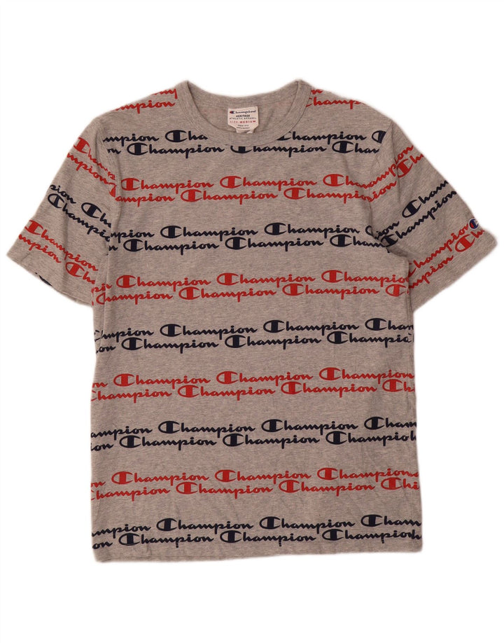 T-shirt con grafica Champion Heritage da uomo in cotone grigio medio
