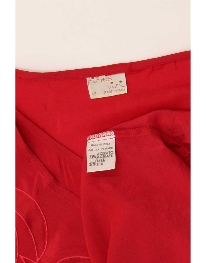 Camicetta vintage da donna vestibilità ampia Top IT 42 Acetato rosso medio