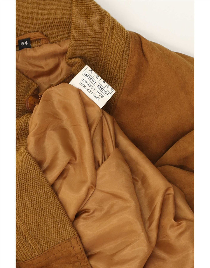 Giubbotto bomber vintage in pelle scamosciata da uomo IT 54 2XL in pelle marrone