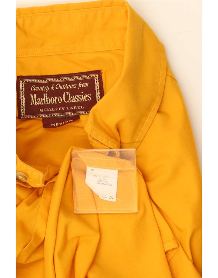 Camicia a maniche corte da uomo Marlboro Classics in cotone giallo medio