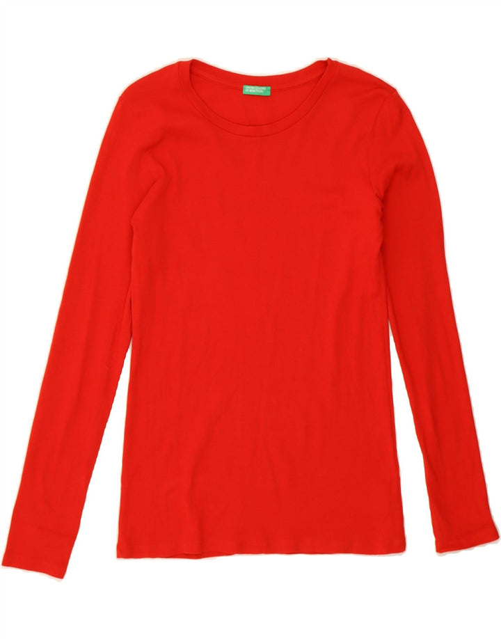 BENETTON Womens Top Long Sleeve UK 10 Small Red Cotton Vintage Benetton and Second-Hand Benetton from Messina Hembry 