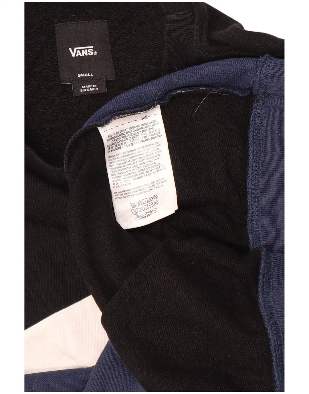 Felpa da uomo Vans, maglione piccolo, colore nero, in cotone color block