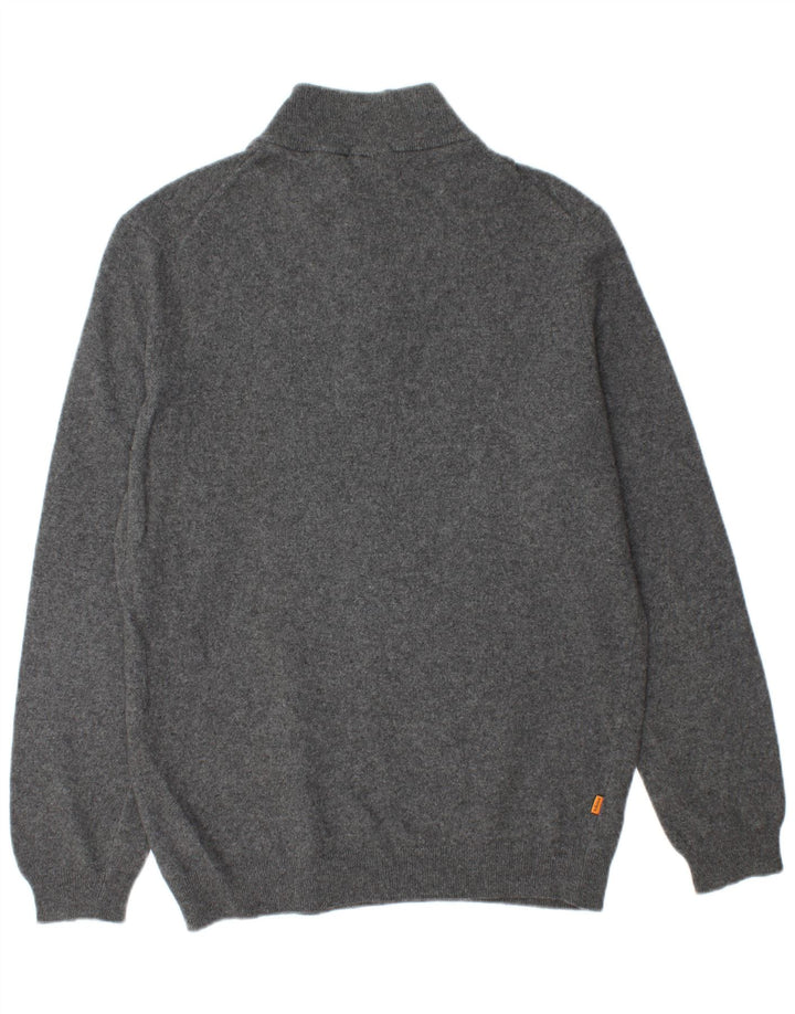Timberland Maglione da uomo con zip e collo XL in lana merino grigia