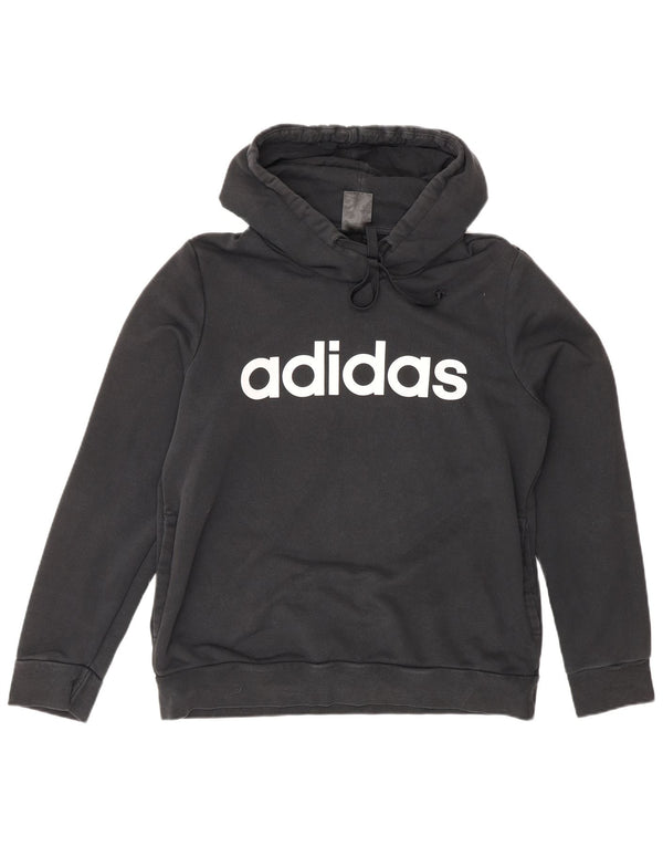 Felpa grafica da donna Adidas Jumper UK 16/18 Large Black Cotton