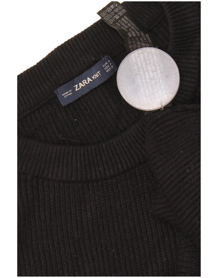 Maglione maglione girocollo oversize da donna Zara UK 14 viscosa nera media
