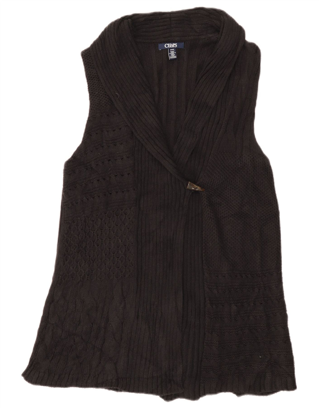 Maglione cardigan senza maniche da donna CHAPS UK 12 cotone nero medio