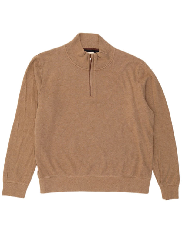 Gant Maglione da uomo con zip e collo 3XL in cotone beige