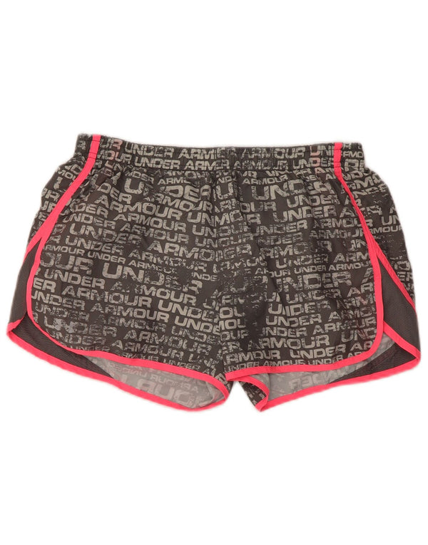 UNDER ARMOUR Womens Heat Gear Graphic Sport Shorts UK 14 Medium  Grey