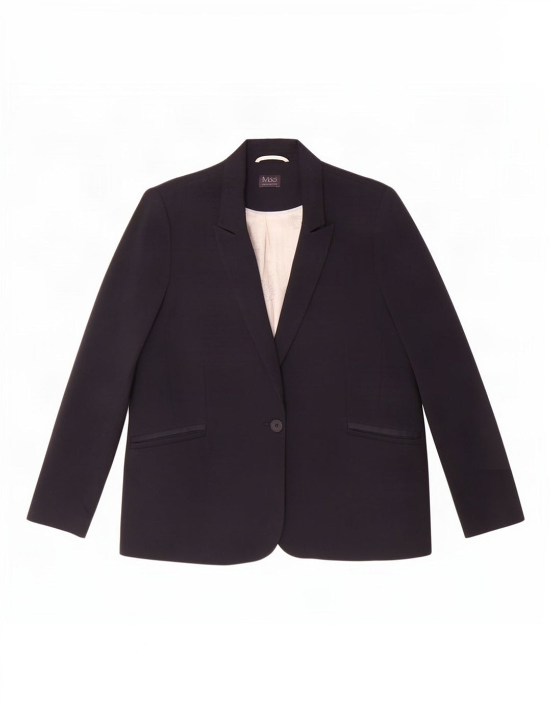 Giacca blazer a 1 bottone da donna Marks & Spencer UK 20 2XL poliestere blu navy