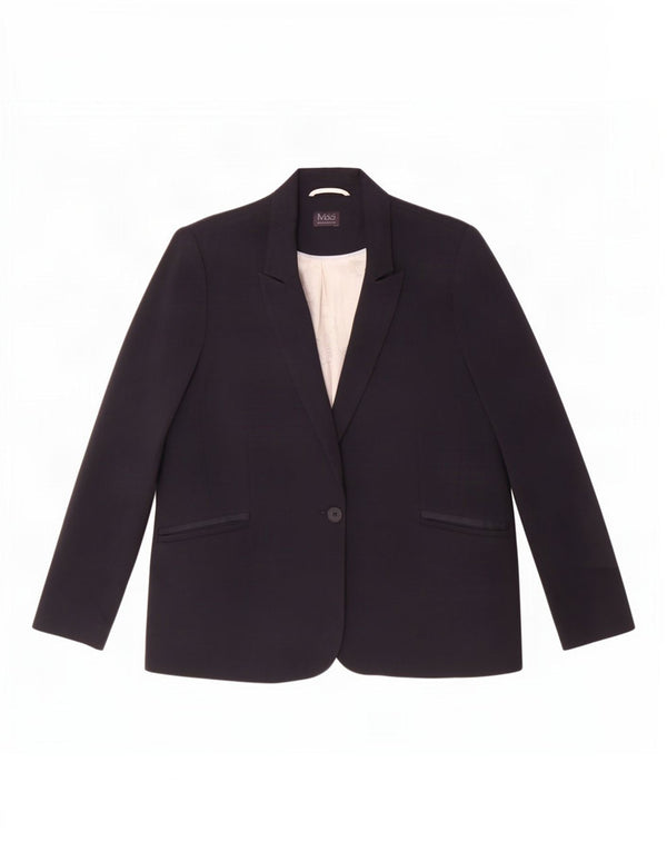 Giacca blazer a 1 bottone da donna Marks & Spencer UK 20 2XL poliestere blu navy