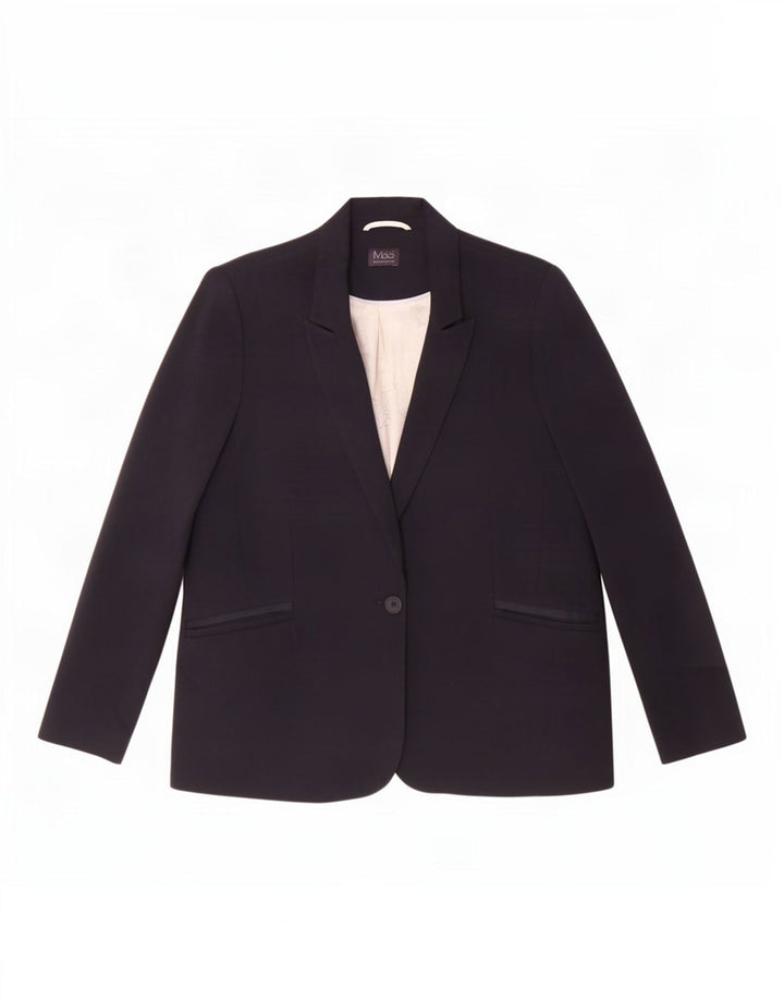 Giacca blazer a 1 bottone da donna Marks & Spencer UK 20 2XL poliestere blu navy