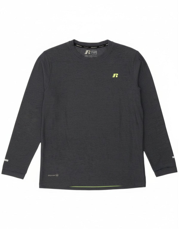 Top a maniche lunghe da ragazzo Russell Athletic 14-15 anni XL grigio poliestere sportivo