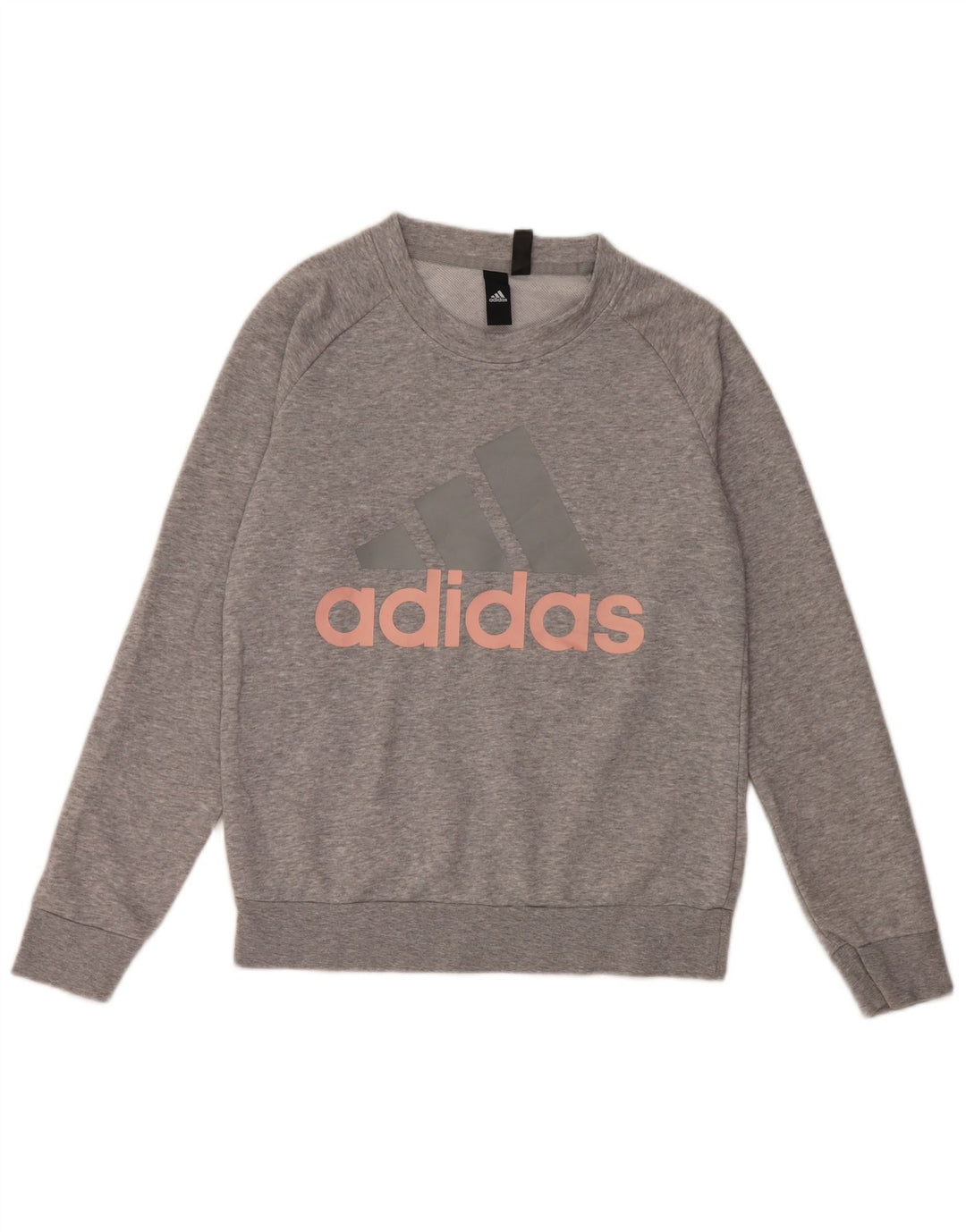 Felpa oversize con grafica Adidas da donna, maglione UK 10, piccolo cotone grigio