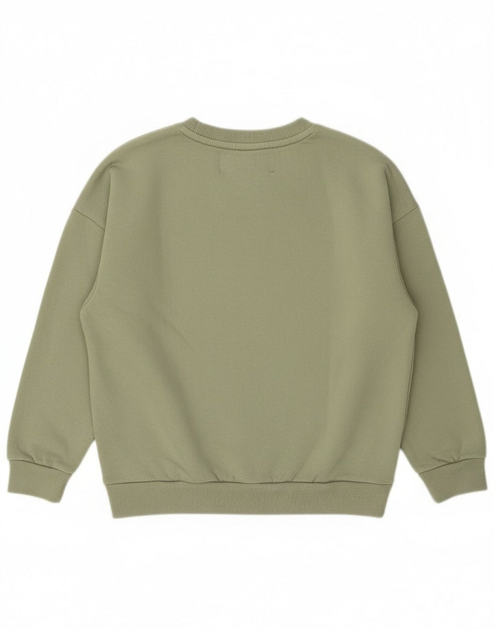 Felpa oversize con grafica da donna Superdry, maglione UK 8 Small, cotone verde