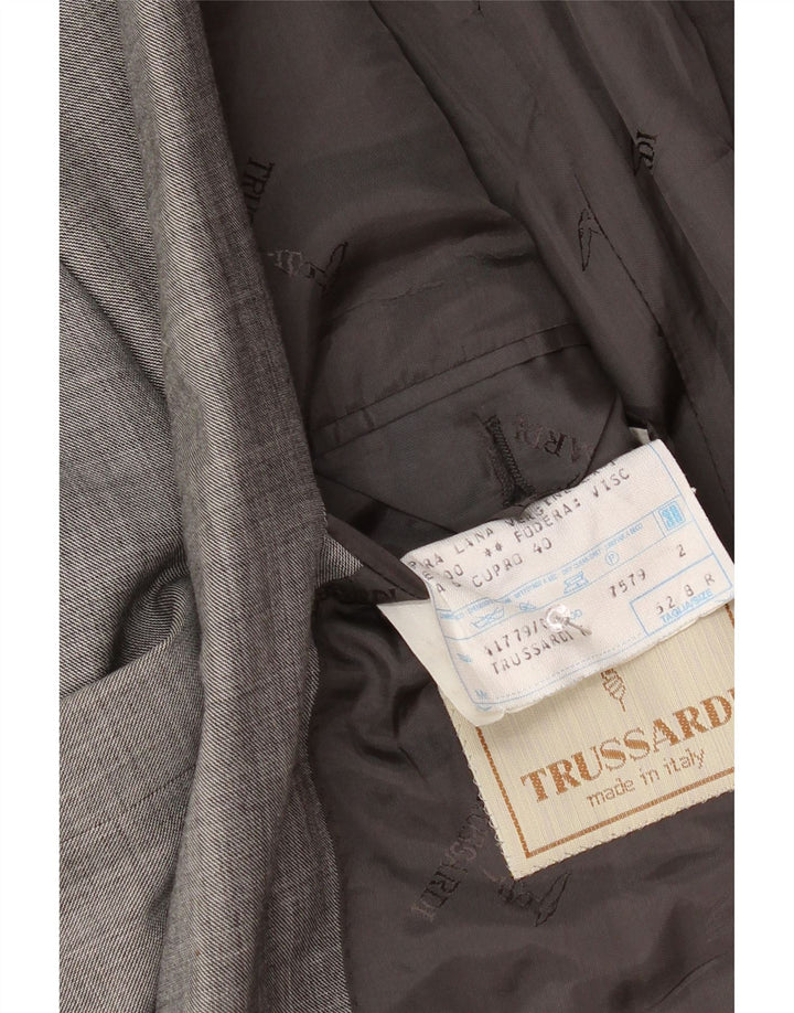Giacca Blazer Doppiopetto Uomo TRUSSARDI IT 52 XL Grigio Lana Vergine