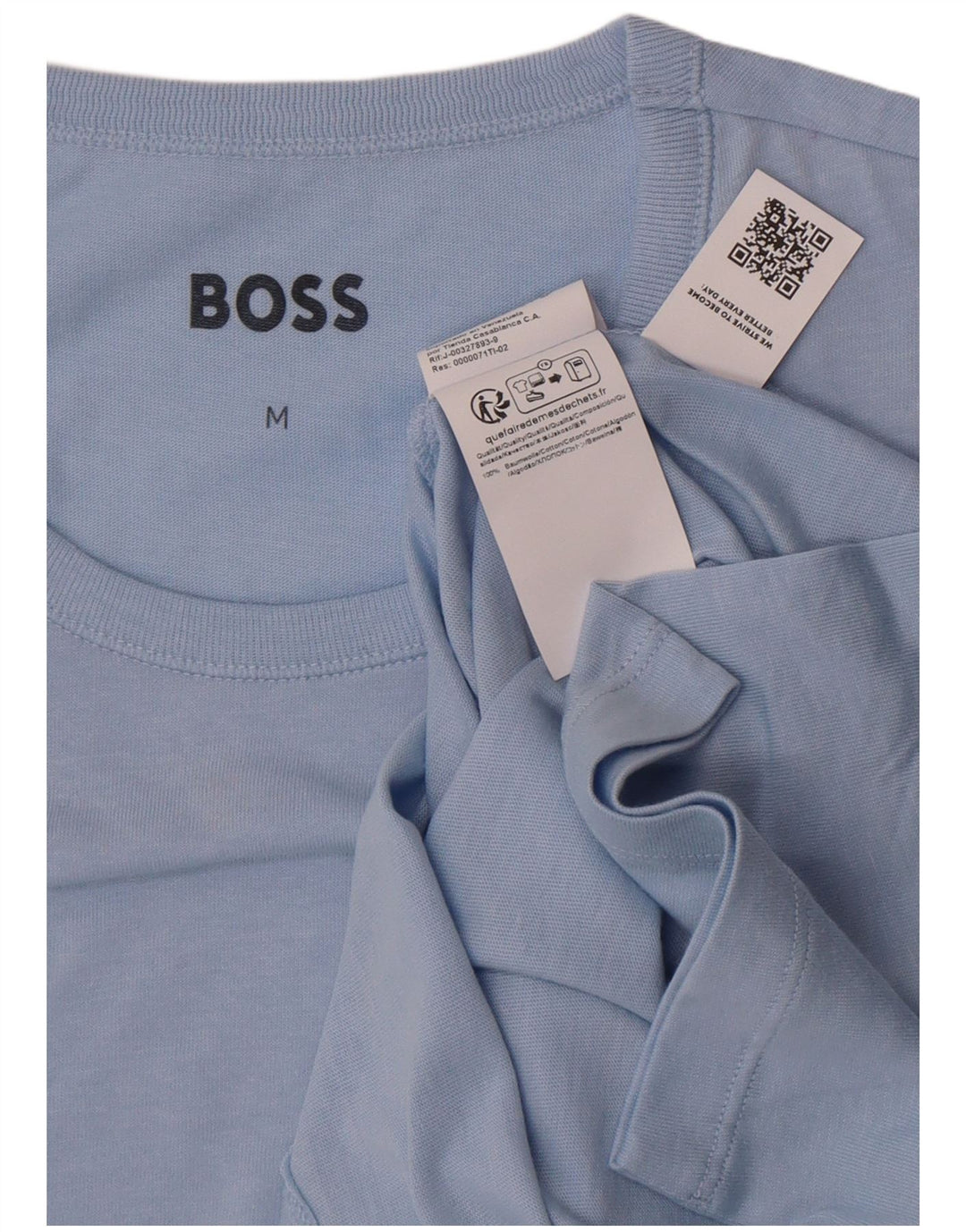T-shirt da uomo Hugo Boss Top in cotone blu medio