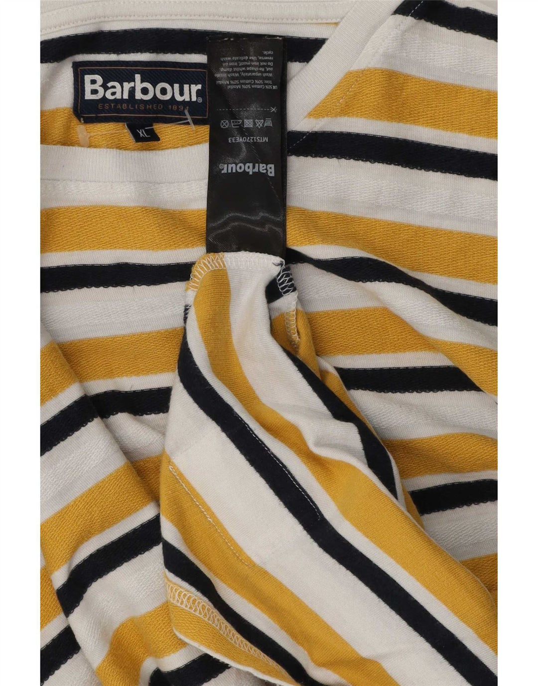 T-shirt da uomo Barbour Top XL in cotone a righe gialle