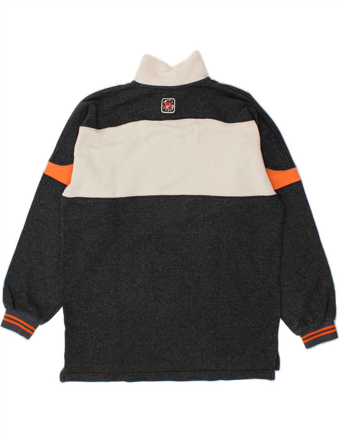 Felpa ASICS da uomo con zip e collo, maglione grande, colore nero, in cotone color block