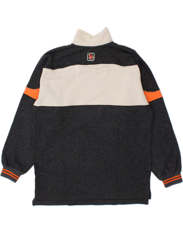Felpa ASICS da uomo con zip e collo, maglione grande, colore nero, in cotone color block