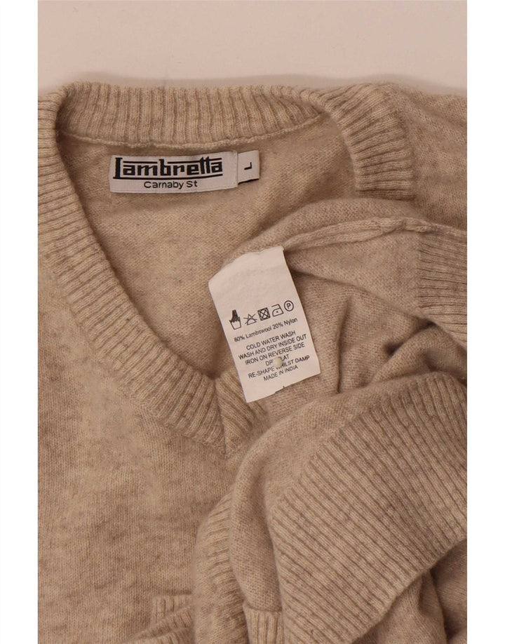 Maglione da uomo con scollo a V Lambretta, grande lana d'agnello beige