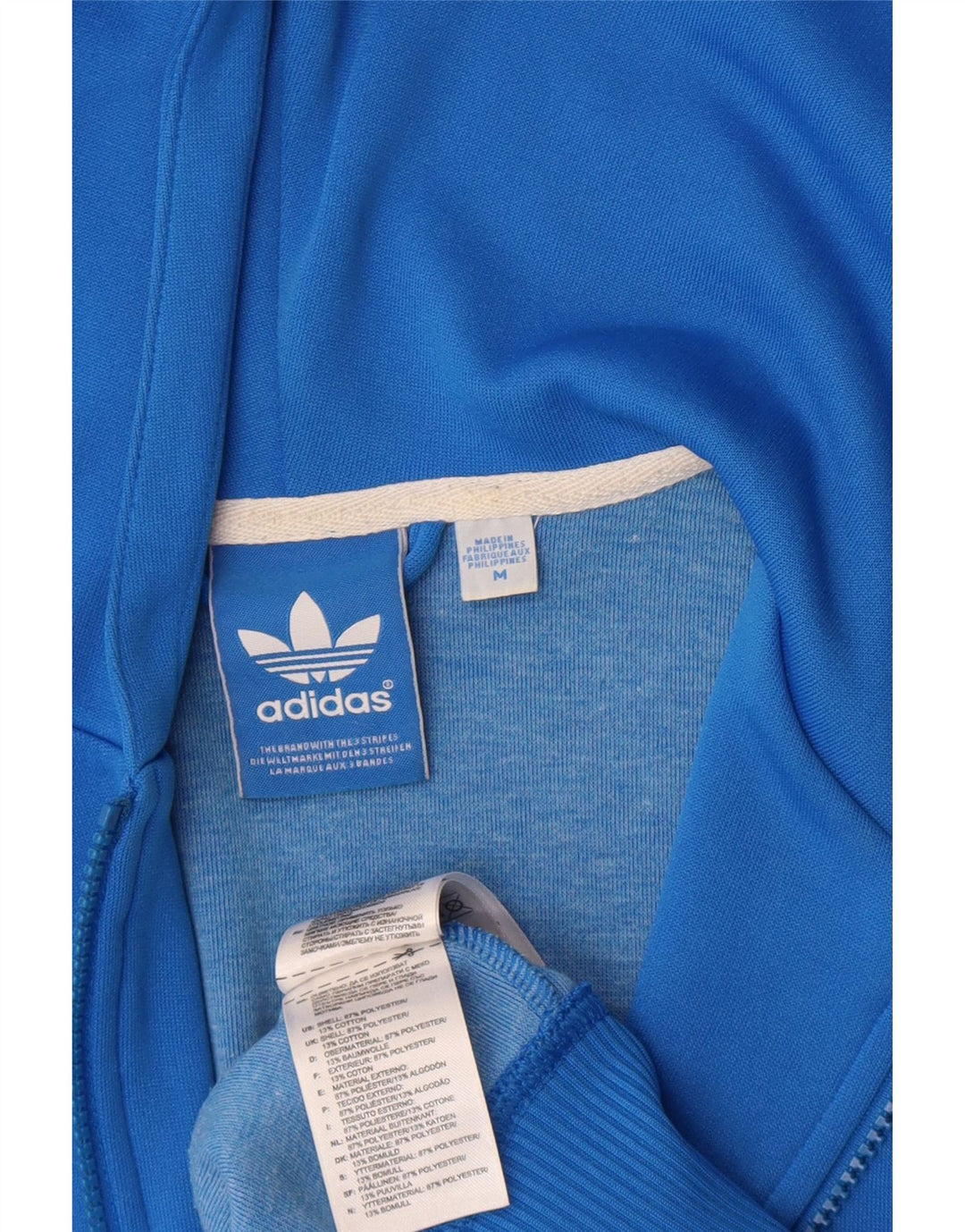 Maglione con cappuccio e zip grafica Adidas da uomo in poliestere blu medio