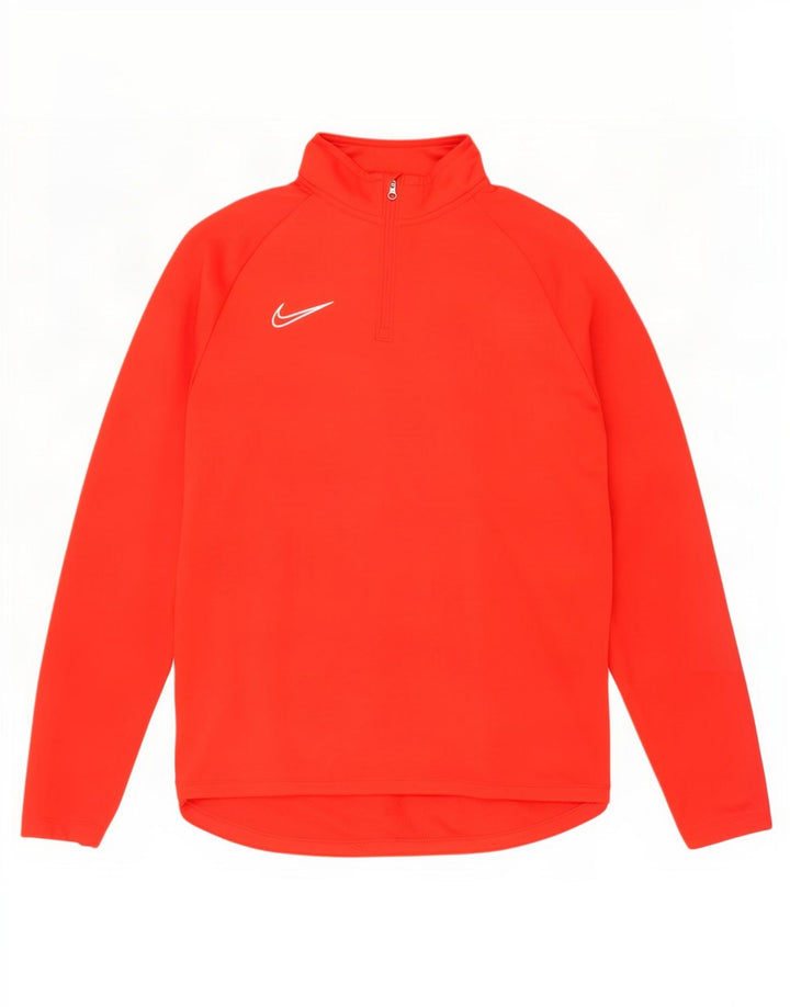 Nike Dri Fit Zip Neck Pullover Tuta da Uomo Top Large Rosso Colorblock