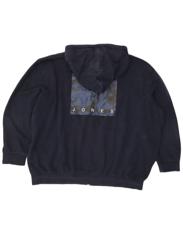 Jack & Jones Maglione con cappuccio e cerniera grafica ampia da uomo 3XL in cotone blu navy