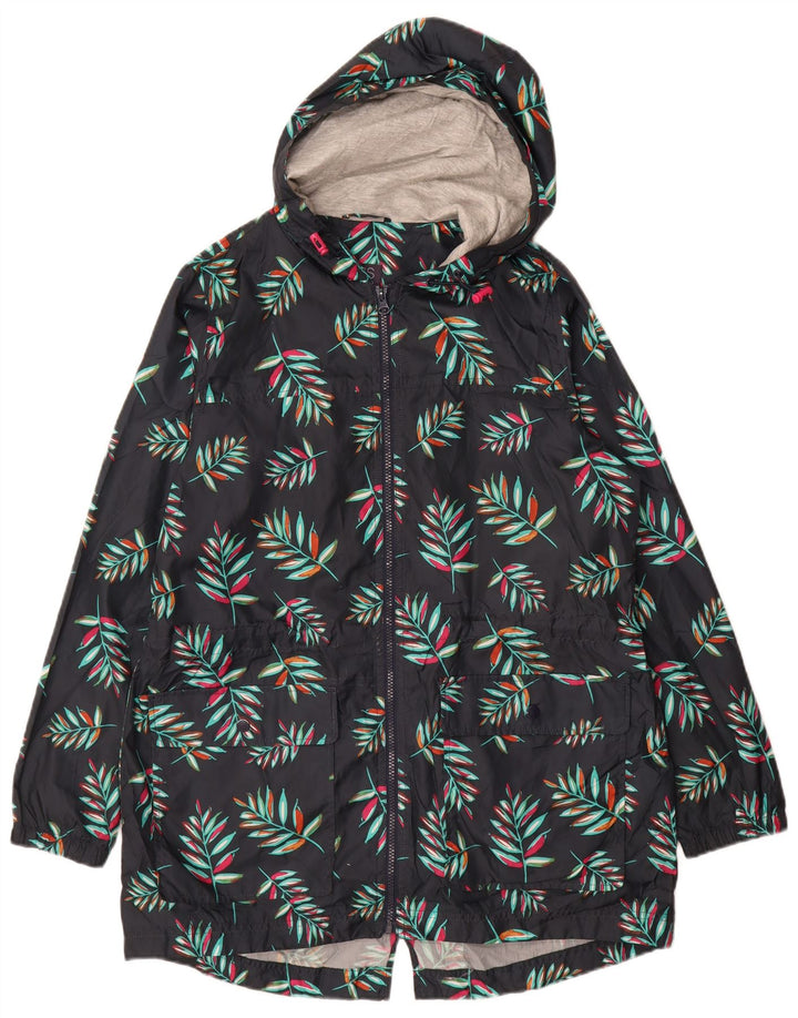MARKS & SPENCER Giacca parka con cappuccio da donna UK 14 medio blu navy floreale