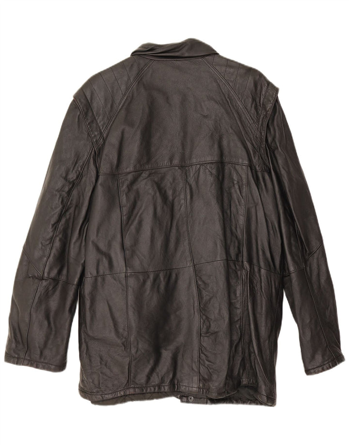 Giacca in pelle vintage da uomo IT 50 grande in pelle nera