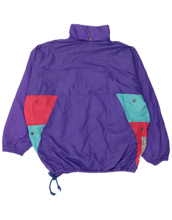 Giacca anorak con cappuccio vestibilità ampia da uomo VINTAGE UK 36 Small Purple Colourblock