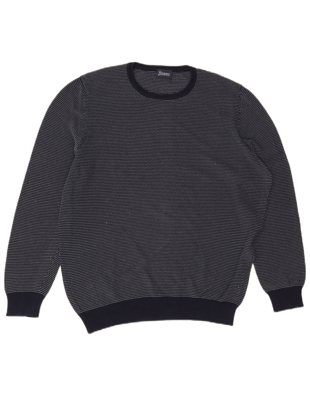 HERNO Maglione Maglione Girocollo Uomo IT 52 Large Blu Navy Cotone