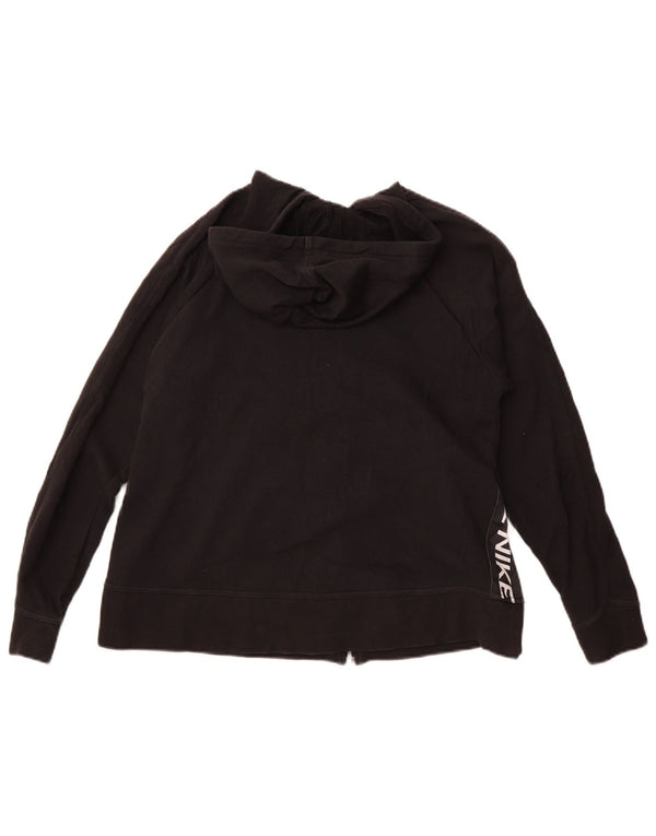 Felpa con cappuccio e zip grafica Nike Dri Fit da donna UK 6 XS cotone nero