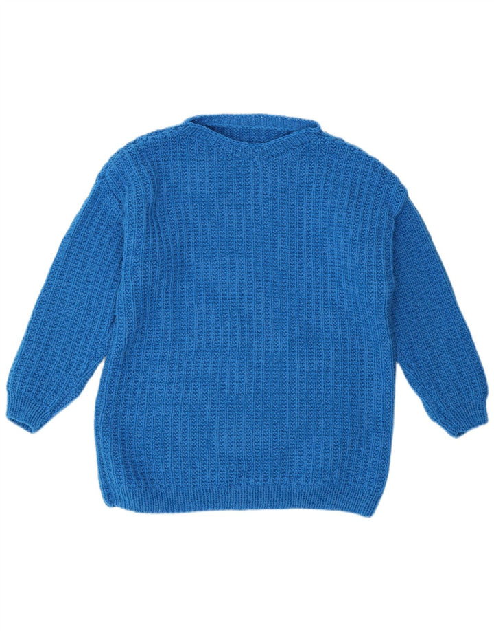 Maglione maglione con scollo a barca da donna VINTAGE UK 16 grande blu