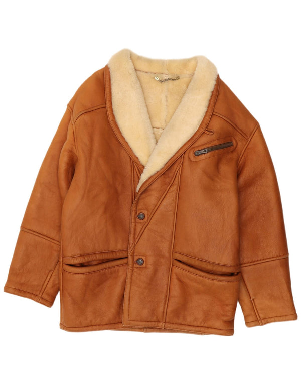 Giacca in shearling vintage da uomo IT 56 3XL Shearling marrone