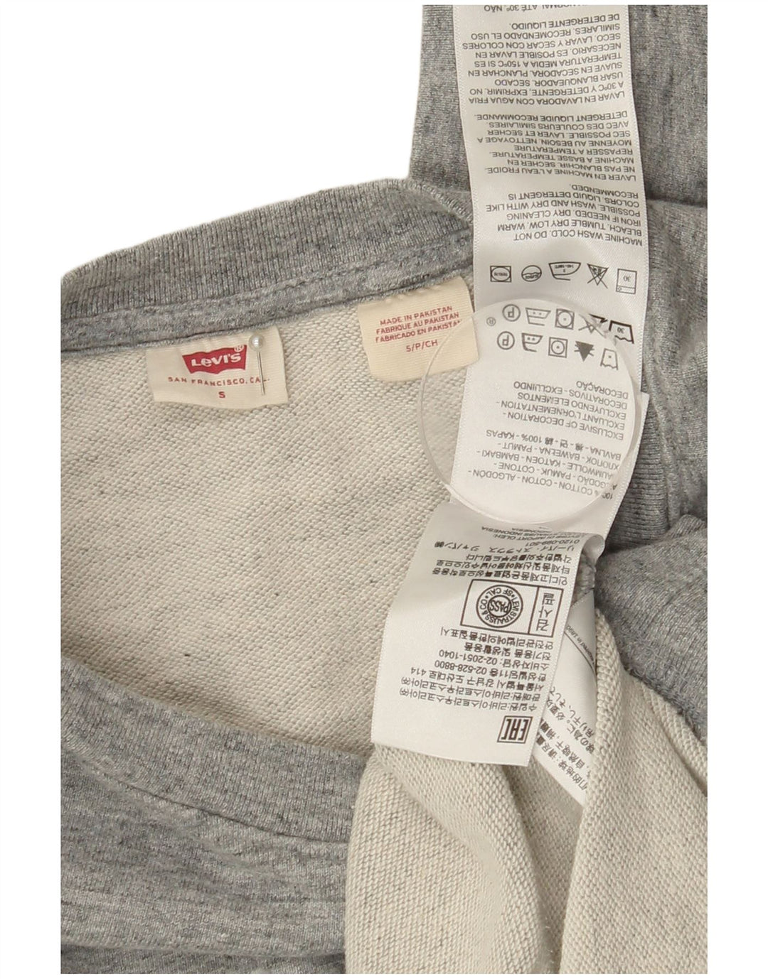 LEVI'S Womens Oversized Sweatshirt Jumper UK 10 Small Grey Cotton