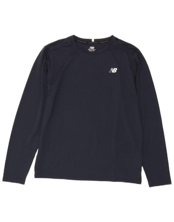 Maglia da uomo New Balance a maniche lunghe in poliestere blu navy medio