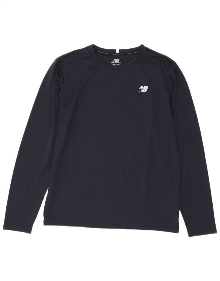 Maglia da uomo New Balance a maniche lunghe in poliestere blu navy medio
