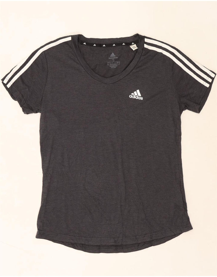 ADIDAS Womens Aeroready T-Shirt Top UK 8/10 Small Grey Polyester Vintage Adidas and Second-Hand Adidas from Messina Hembry 
