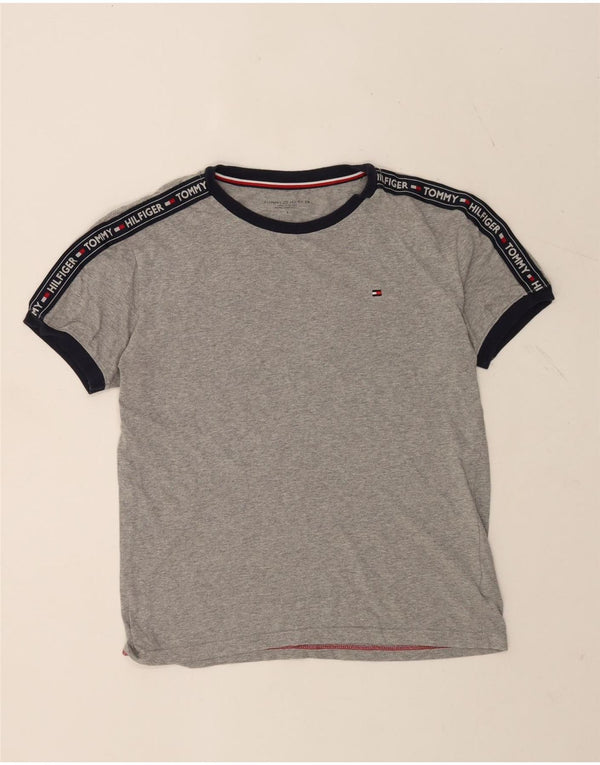 TOMMY HILFIGER T-shirt grafica da uomo Top Small in cotone color block grigio