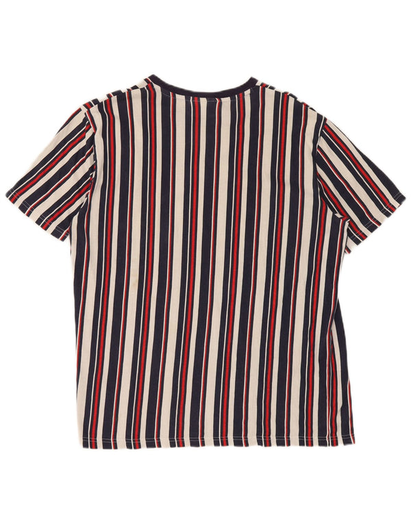 T-shirt grafica da uomo Fila Top IT 52 Large in cotone a righe blu navy