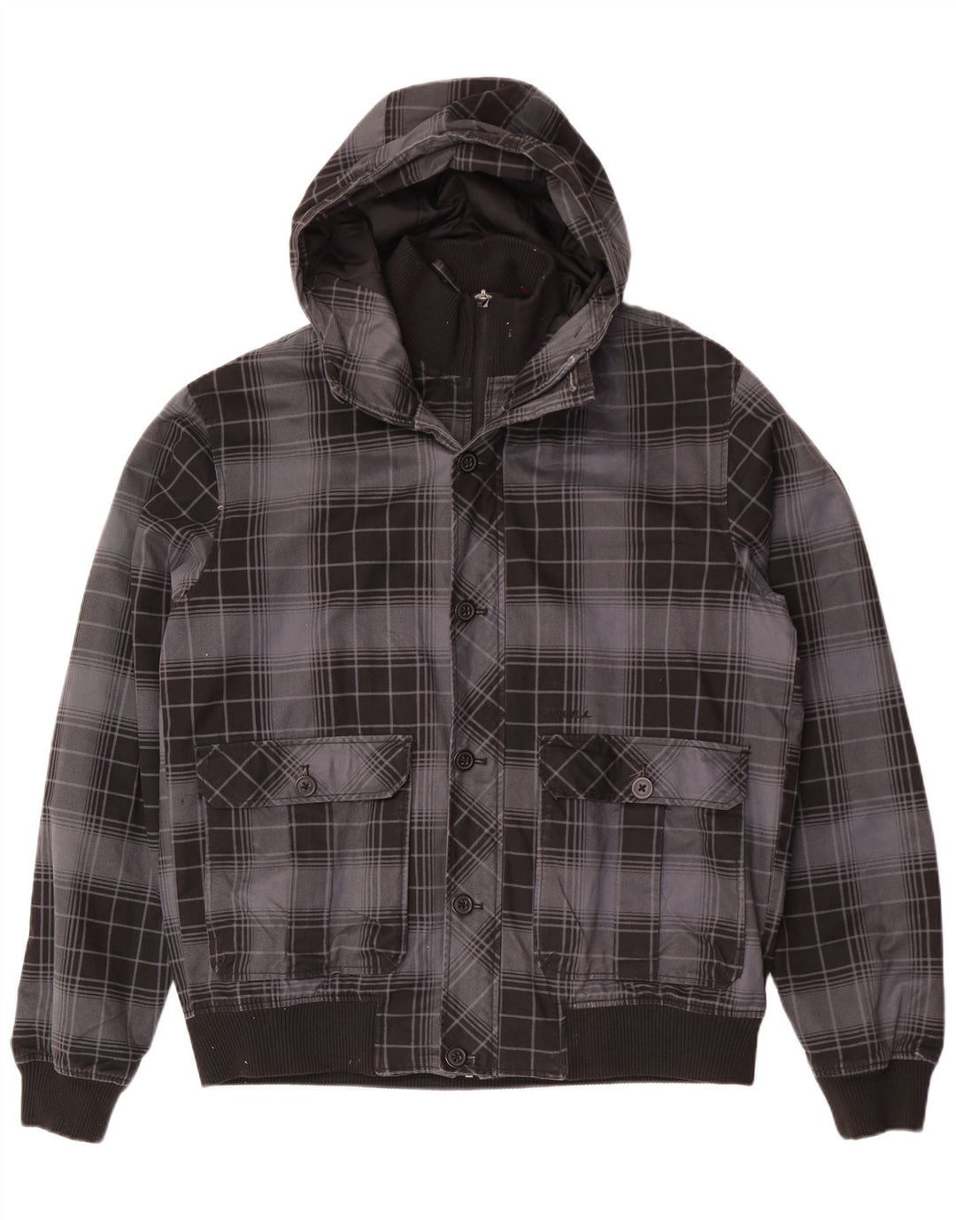 Giubbotto bomber con cappuccio da uomo O'Neill UK 42 XL cotone a quadri nero