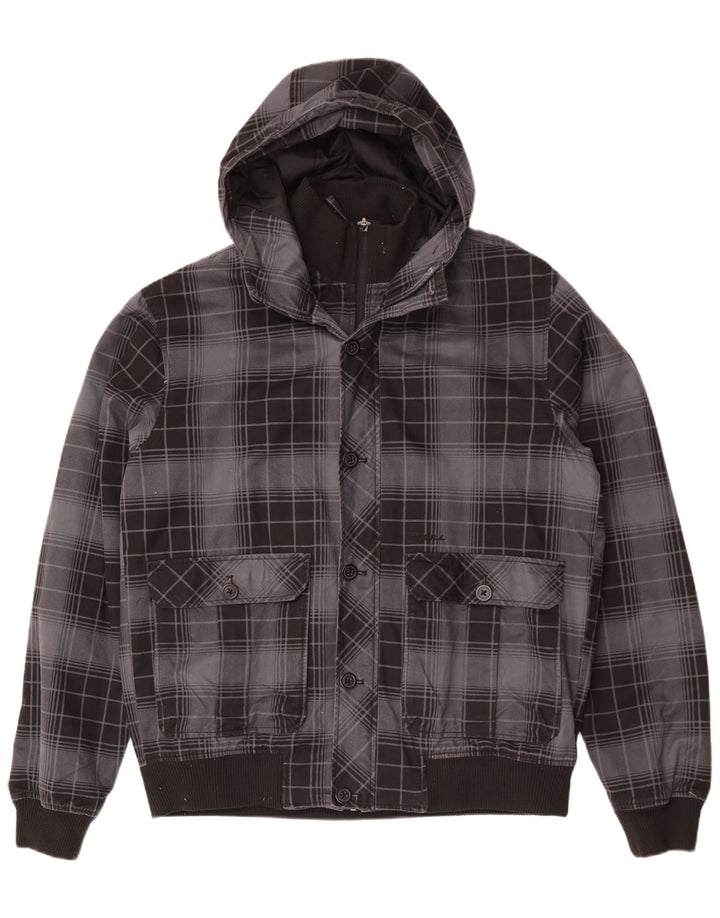 Giubbotto bomber con cappuccio da uomo O'Neill UK 42 XL cotone a quadri nero