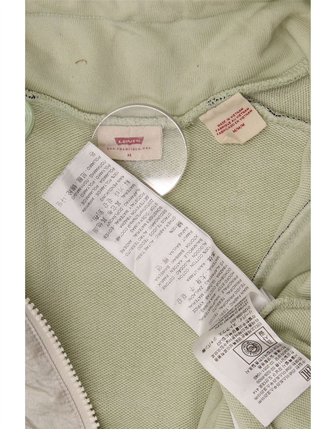 Levi's Donna Felpa con Collo con Zip Maglione UK 14 Colorblock Verde Medio